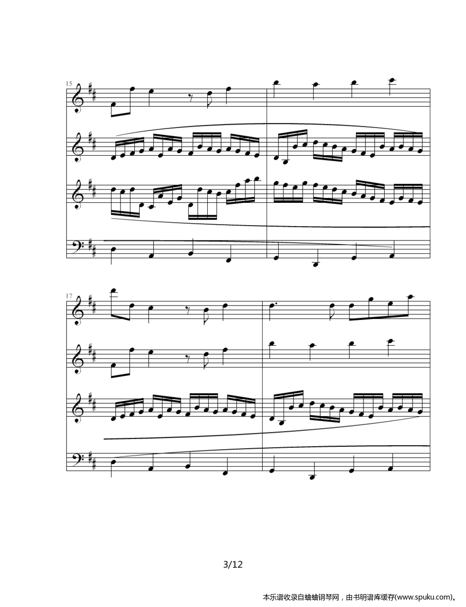 卡农inD3-钢琴谱-曲谱