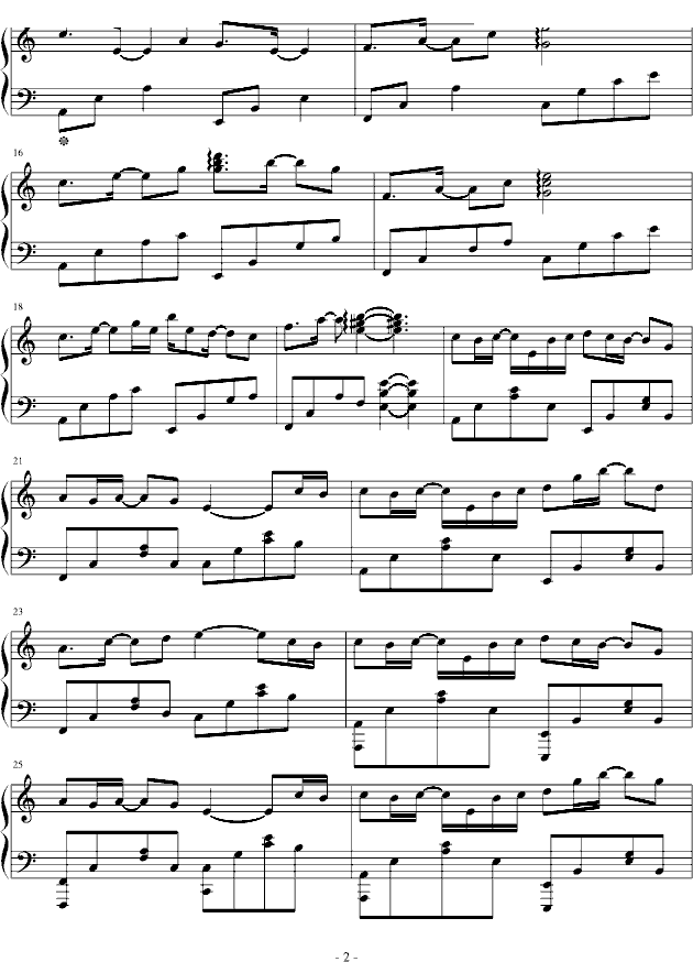 致,曾经B2-钢琴谱-曲谱