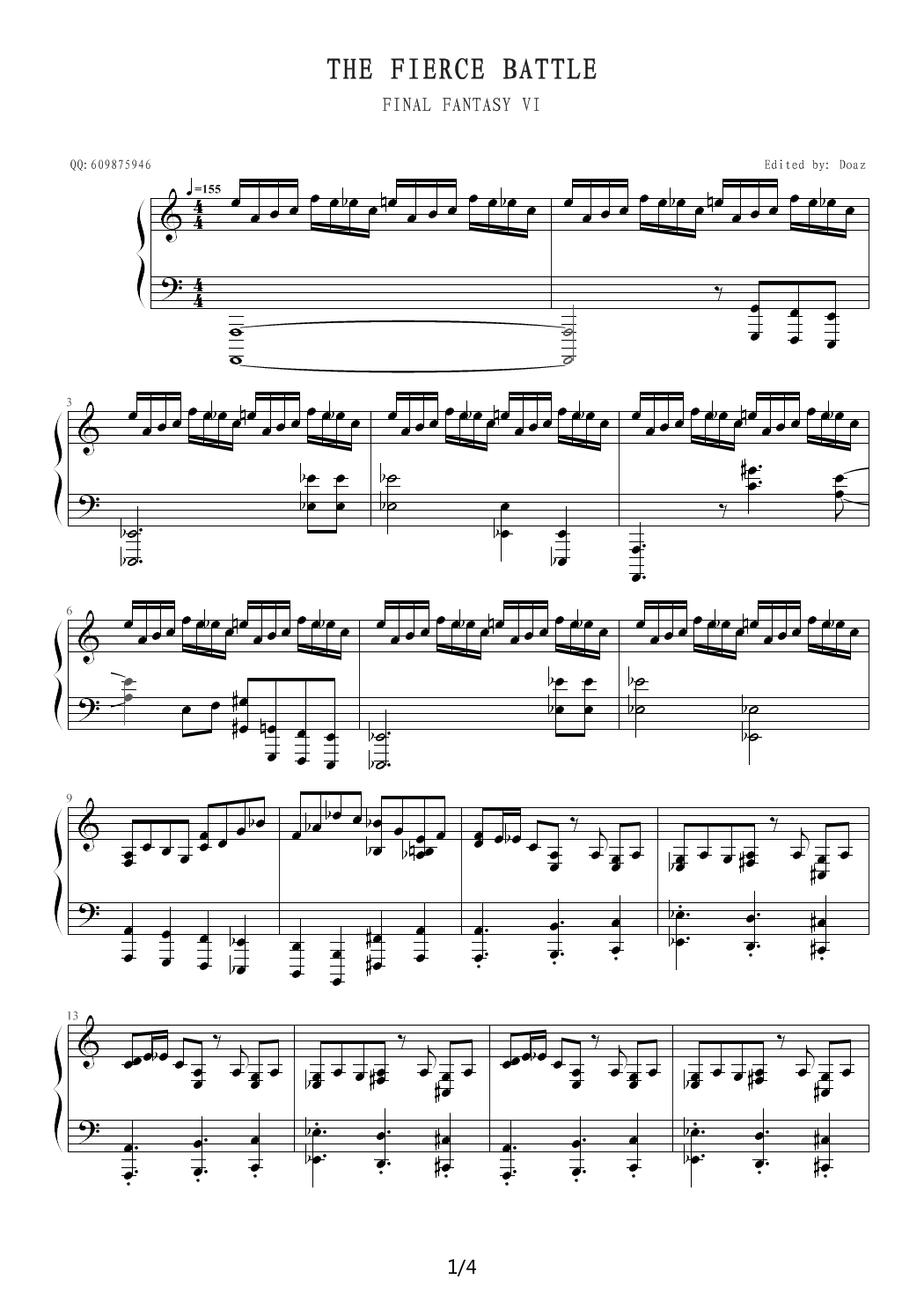 THE FIERCE BATTLE钢琴谱|THE FIERCE BATTLE最新钢琴谱|THE FIERCE BATTLE钢琴谱下载