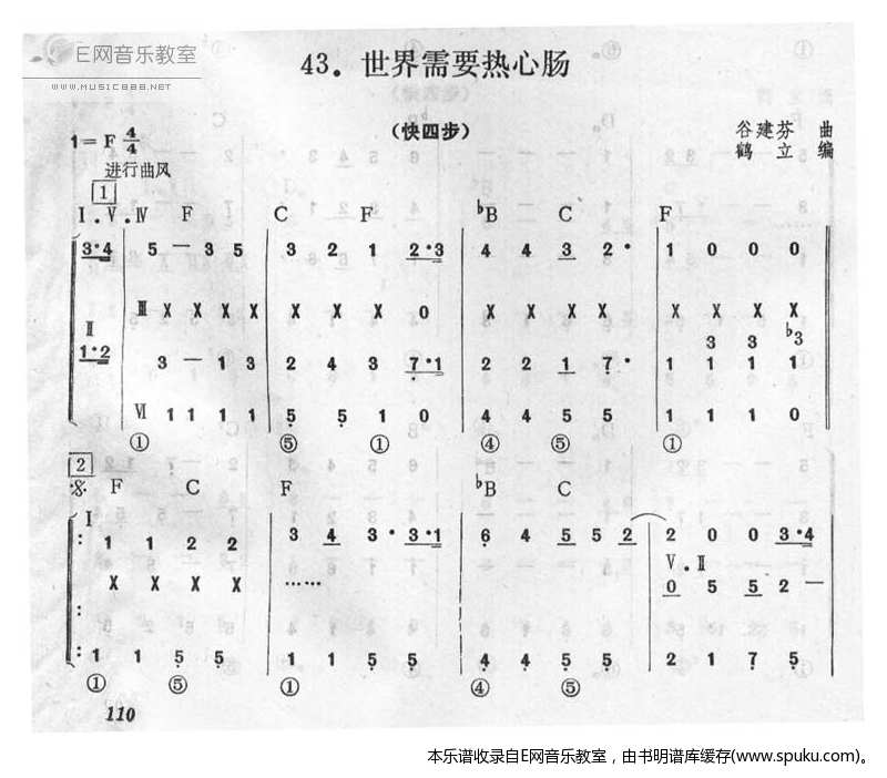 世界需要热心肠简谱|世界需要热心肠最新简谱|世界需要热心肠简谱下载