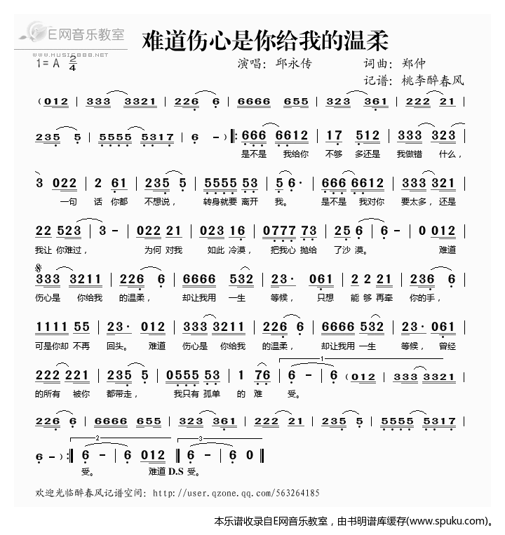 难道伤心是你给我的温柔简谱|难道伤心是你给我的温柔最新简谱|难道伤心是你给我的温柔简谱下载